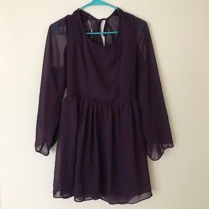 Wet Seal Purple Open Back Slit Sleeve Dress Great